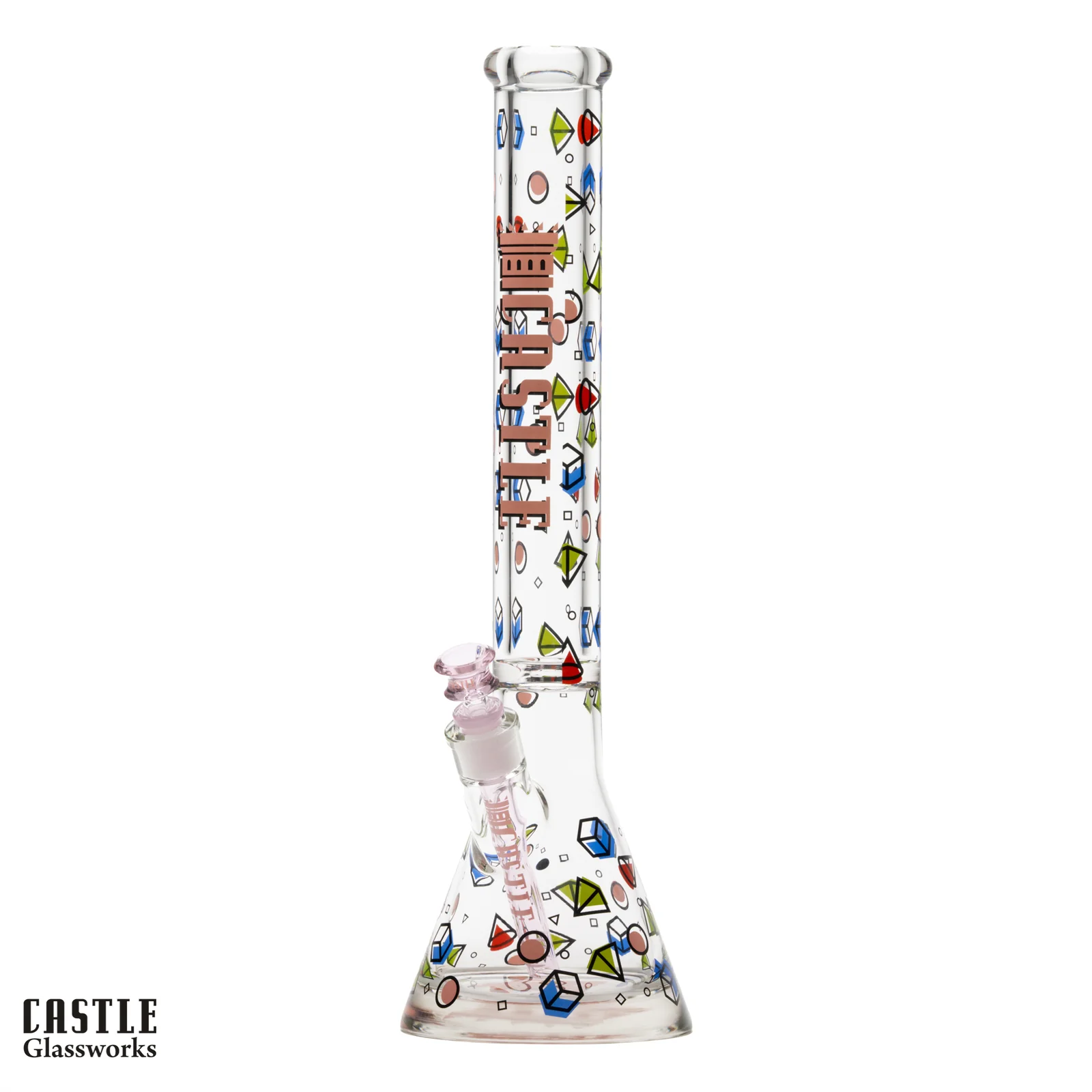 Glass Bong Castle Glass Geometric Shapes 18"