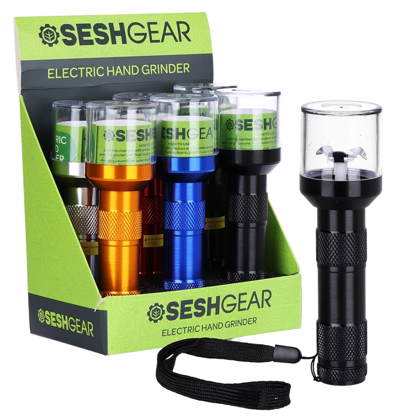 Metal Grinder SeshGear Electric Hand Grinder Assorted Colors Box of 6