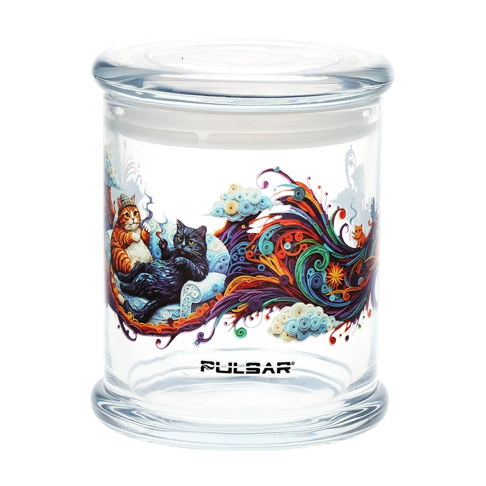 Storage Pulsar Pop Top Glass Jar Cat Couch Large