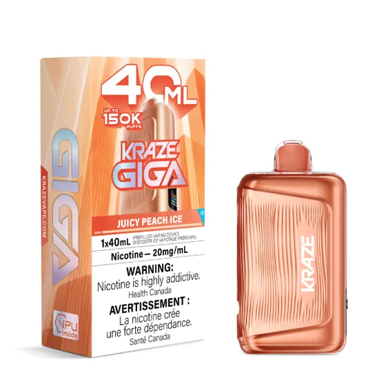 *MB* Disposable Vape Kraze Giga 150k Juicy Peach Ice Box of 4