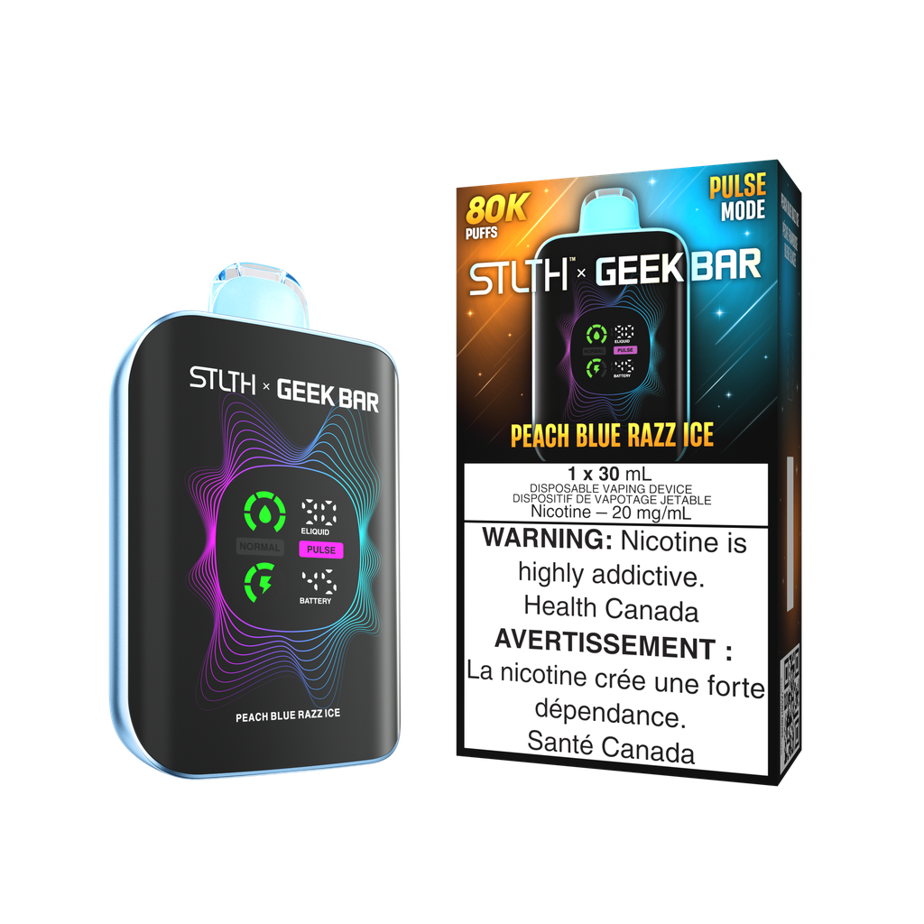 *MB* Disposable Vape STLTH X Geek Bar 80K Peach Blue Razz Ice Box of 4
