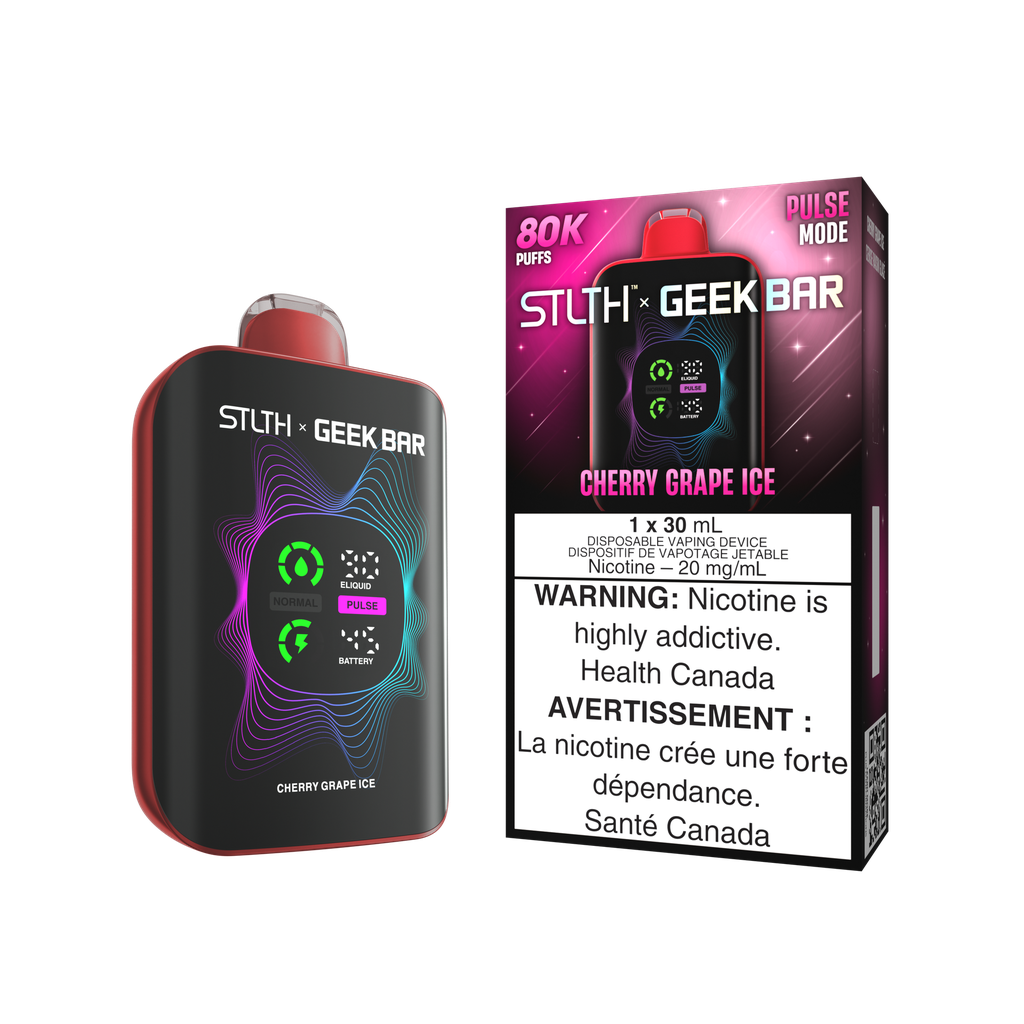*MB* Disposable Vape STLTH X Geek Bar 80K Cherry Grape Ice Box of 4