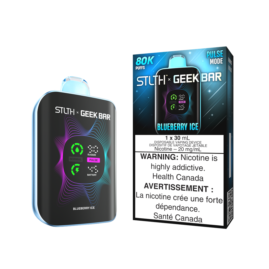 *MB* Disposable Vape STLTH X Geek Bar 80K Blueberry Ice Box of 4