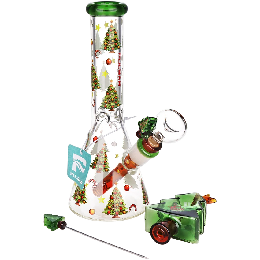 Glass Bong Pulsar Christmas Tree Smoking Kit 10"