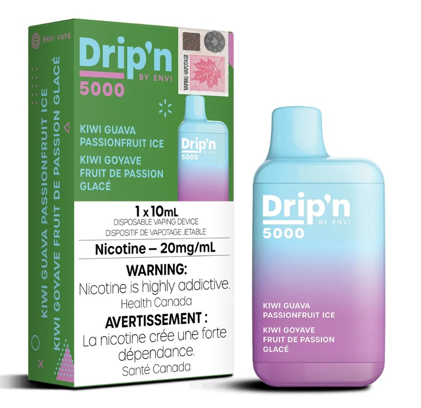 *FED* Envi Drip'n Disposable Vape 5000 Puff Kiwi Guava Passionfruit Box Of 6