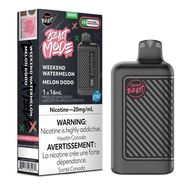 *FED* Flavour Beast Beast Mode Disposable Vape Rechargeable Weekend Watermelon Iced Box Of 5