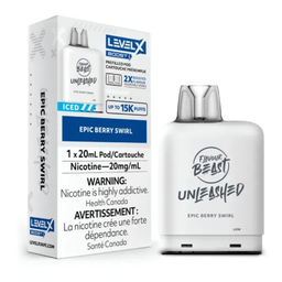*FED* Nicotine Pod Flavour Beast Level X Unleashed Boost Epic Berry Swirl Box of 6