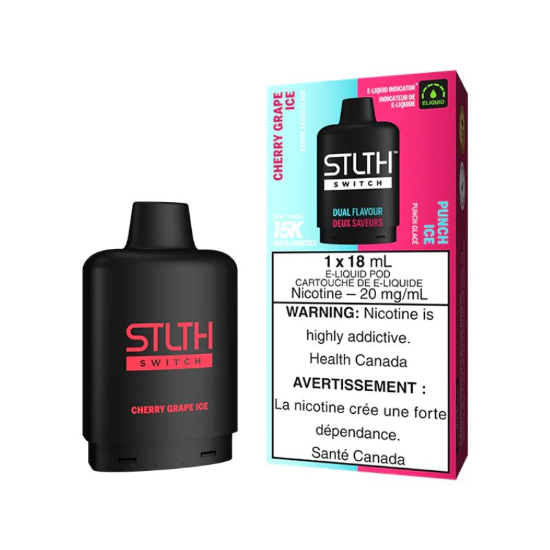 *FED* Nicotine Pod STLTH Switch Cherry Grape Ice / Punch Ice Box of 5