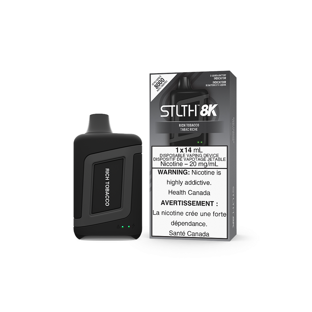 *FED* STLTH 8K Disposable Vape 8000 Puff Rich Tobacco Box Of 5