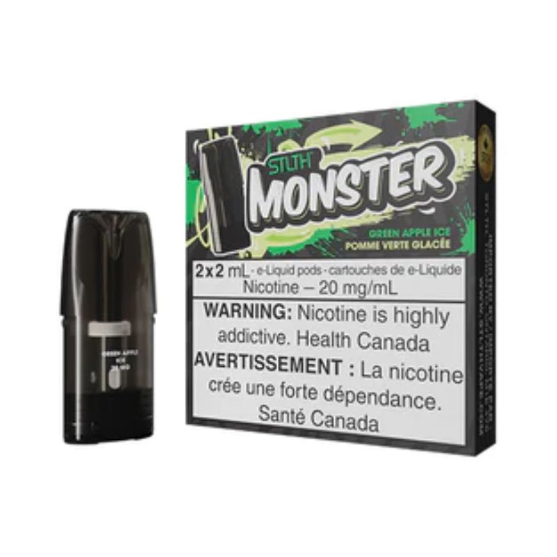 *FED* STLTH Monster Pod Green Apple Ice 2ml Pack of 2 Pods Box of 5