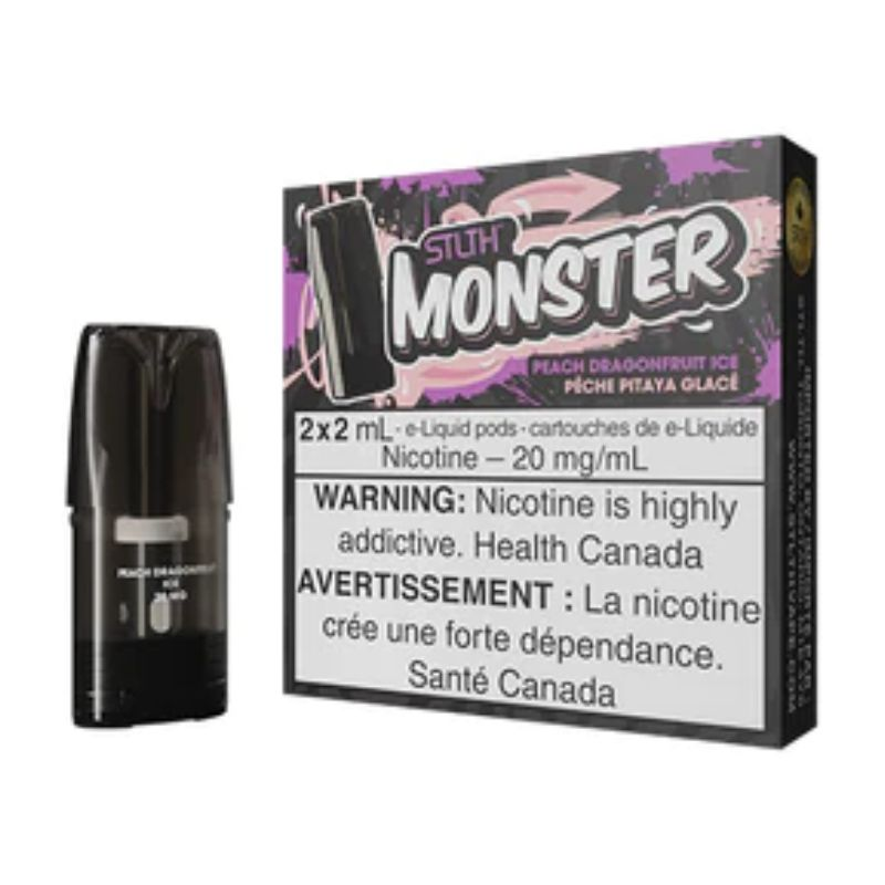 *FED* STLTH Monster Pod Peach Dragonfruit Ice 2ml Pack of 2 Pods Box of 5