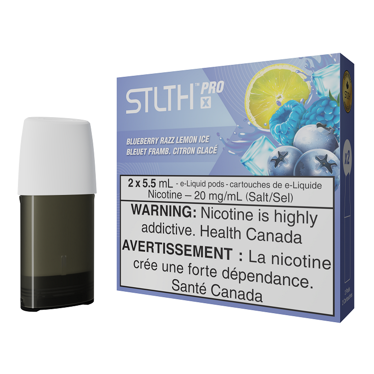 *FED* STLTH Pro X Pod Pack Blueberry Razz Lemon Ice 5.5ml Pack of 2 Pods Box of 5
