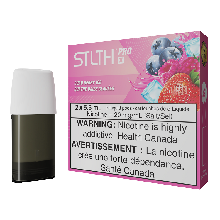 *FED* STLTH Pro X Pod Pack Quad Berry Ice 5.5ml Pack of 2 Pods Box of 5
