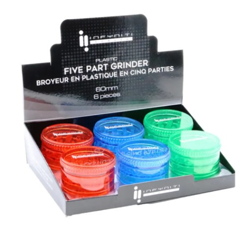 Acrylic Grinder Infyniti 5 Pieces 60mm Assorted Colours Box of 6