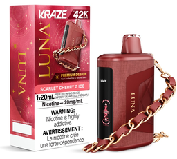 *AB* Disposable Vape Kraze Luna 42K Scarlet Cherry G Ice Box of 5