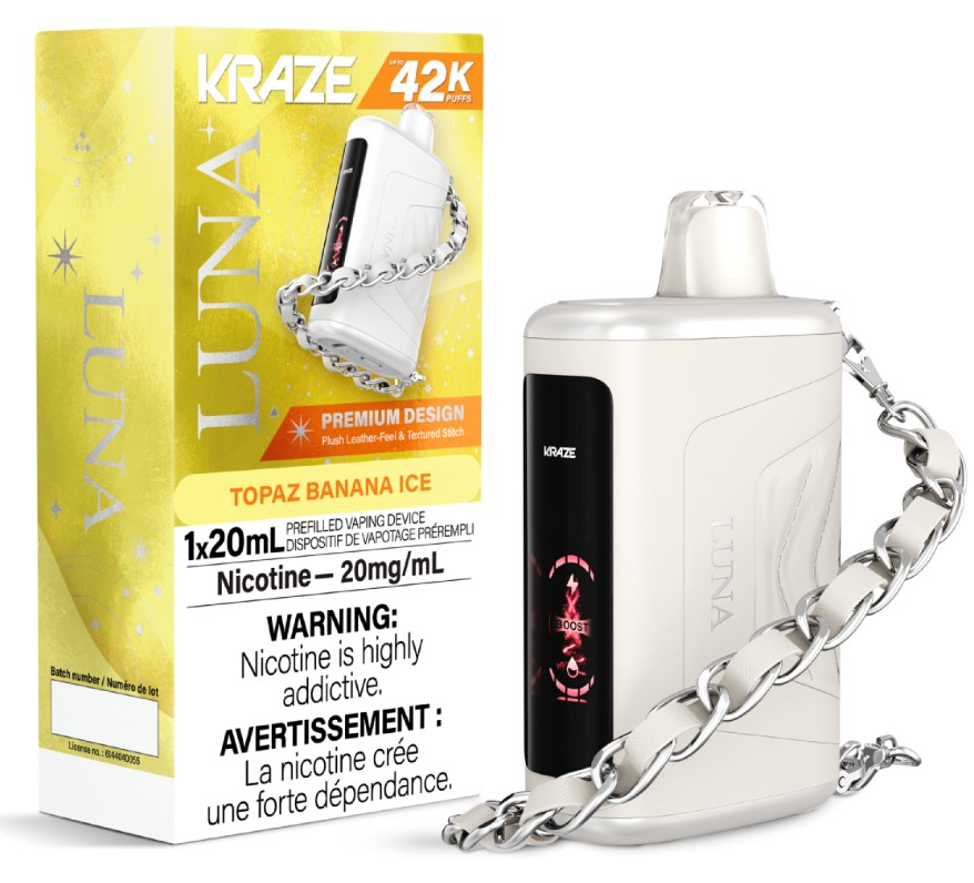*AB* Disposable Vape Kraze Luna 42K Topaz Banana Ice Box of 5