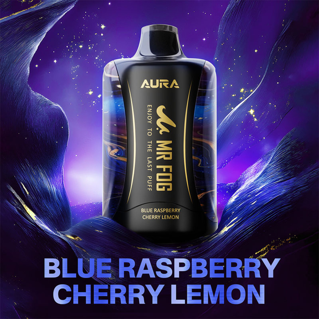 *AB* Disposable Vape Mr Fog AURA 60K Blue Raspberry Cherry Lemon Box of 5