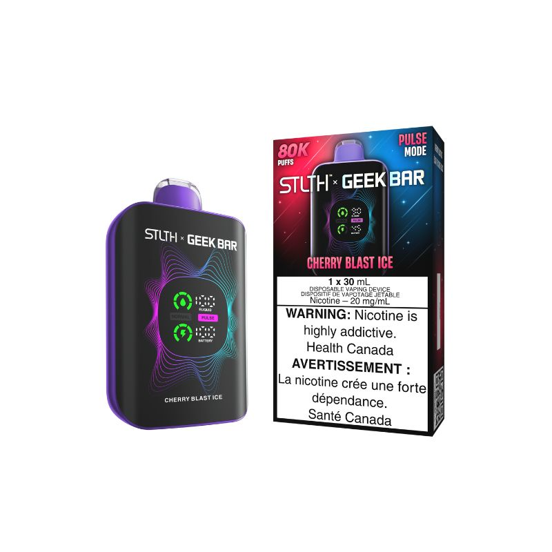 *AB* Disposable Vape STLTH X Geek Bar 80K Pulse Cherry Blast Ice Box of 4