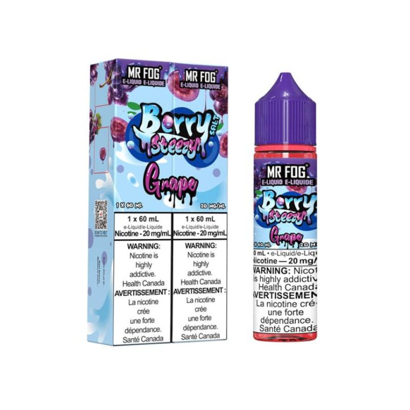 *AB* Nicotine Liquid Mr Fog Berry Steezy Salt 60ml Grape