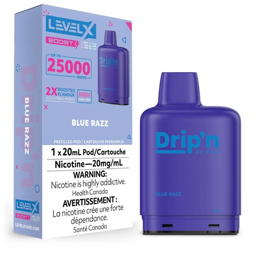 *AB* Nicotine Pod Drip'n Level X Boost G2 Blue Razz Box of 6
