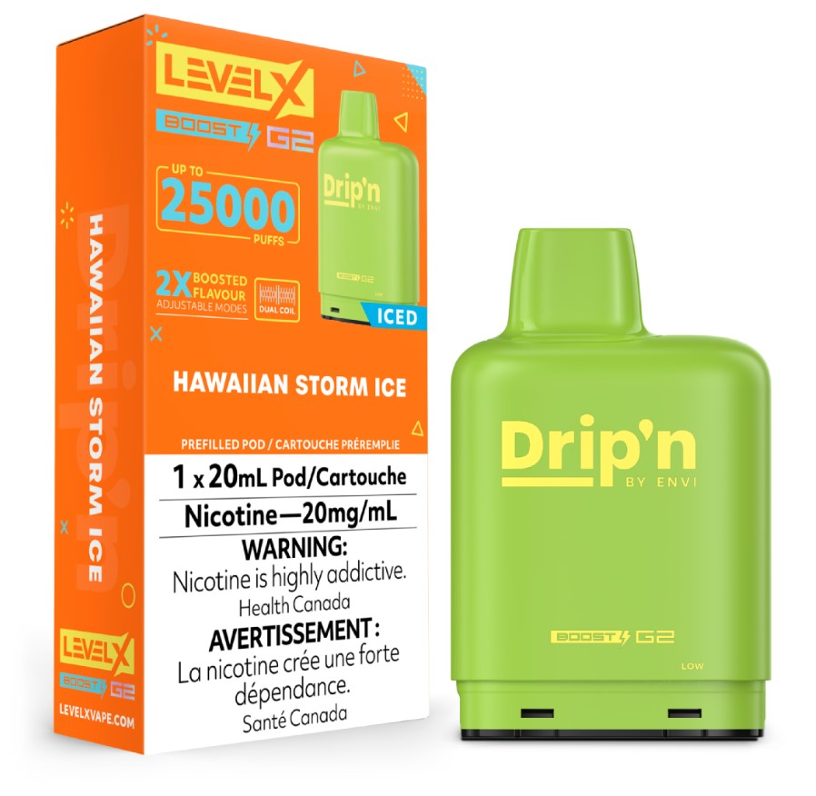 *AB* Nicotine Pod Drip'n Level X Boost G2 Hawaiian Storm Ice Box of 6