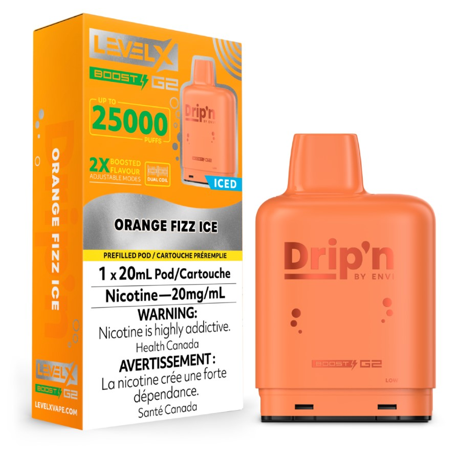 *AB* Nicotine Pod Drip'n Level X Boost G2 Orange Fizz Box of 6