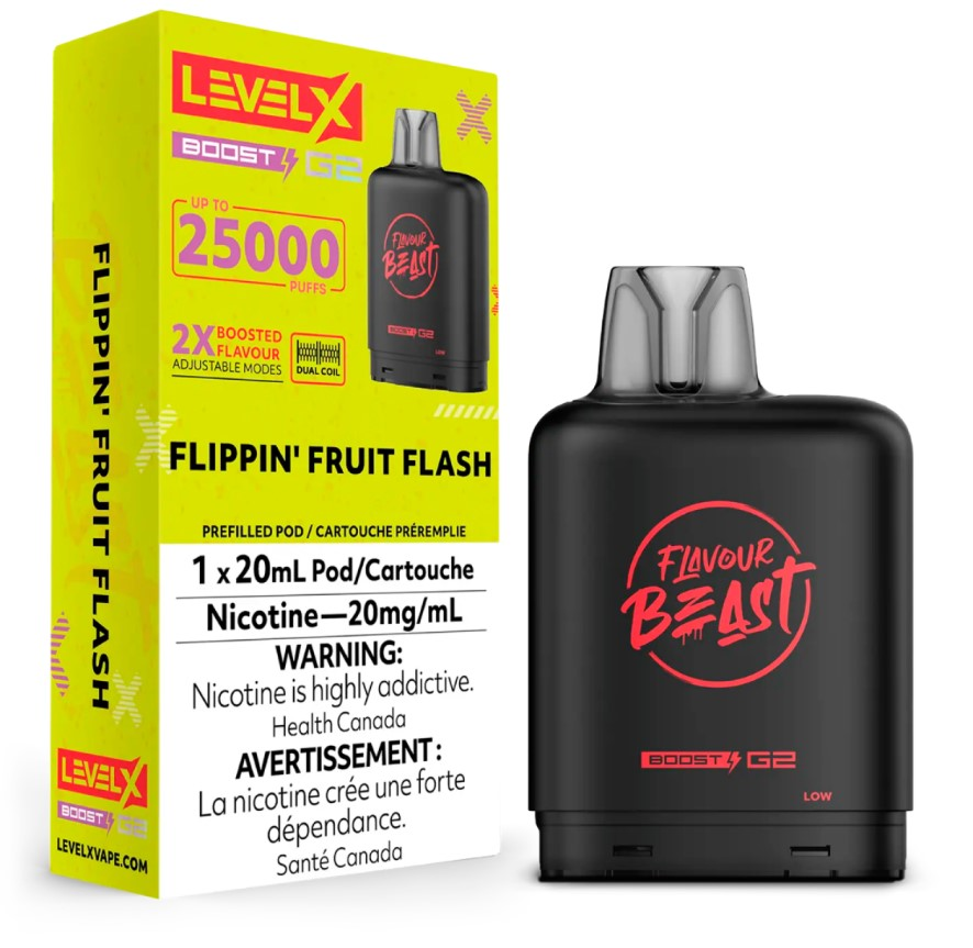 *AB* Nicotine Pod Flavour Beast Level X Boost G2 Flippin' Fruit Flash Box of 6