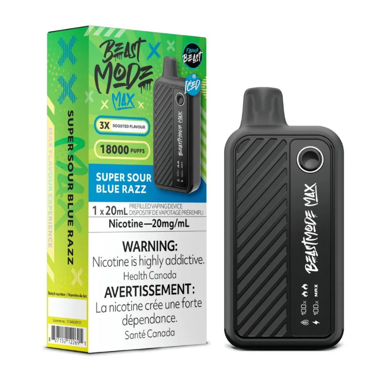 *FED* Disposable Vape Flavour Beast Beast Mode Max 18K Super Sour Blue Razz Box of 5