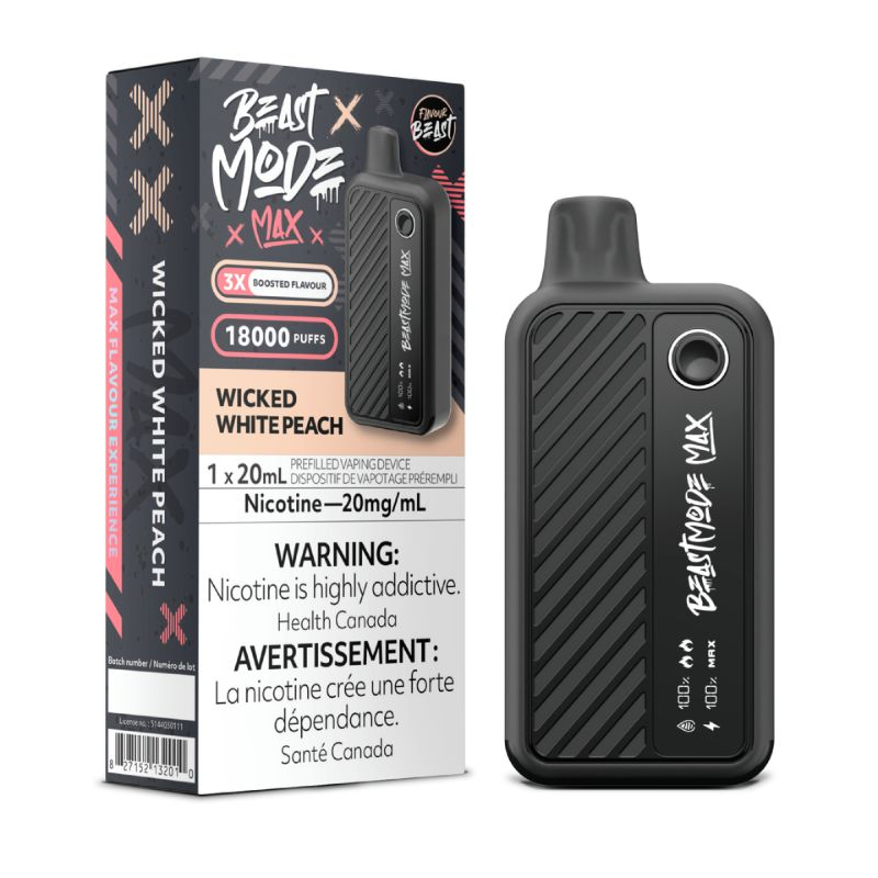 *FED* Disposable Vape Flavour Beast Beast Mode Max Wicked White Peach Box of 5