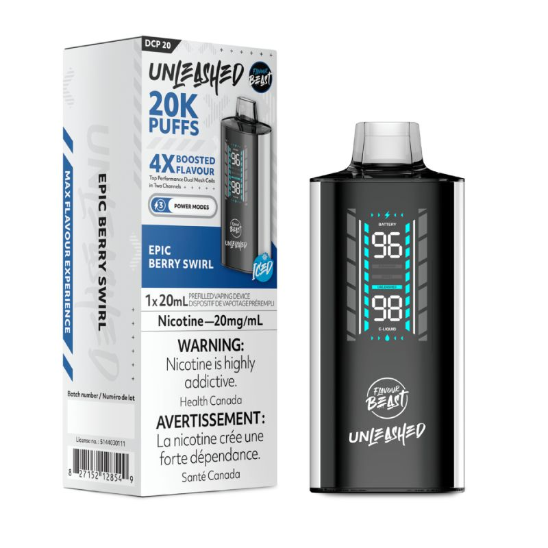*FED* Disposable Vape Flavour Beast Unleashed DCP 20K Epic Berry Swirl Box of 5