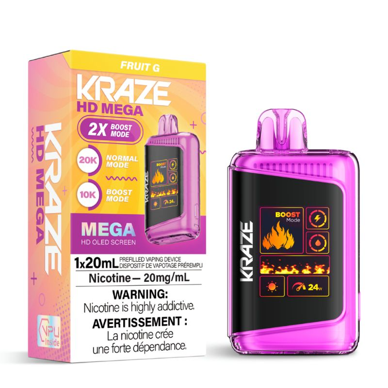 *FED* Disposable Vape Kraze Kraze HD Mega Fruit G Box of 5