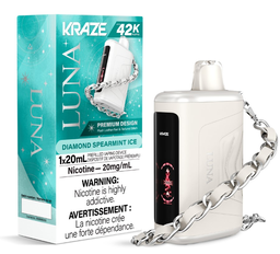 *FED* Disposable Vape Kraze Luna 42K Diamond Spearmint Ice Box of 5