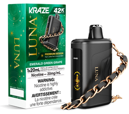*FED* Disposable Vape Kraze Luna 42K Emerald Green Grape Box of 5
