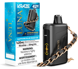 *FED* Disposable Vape Kraze Luna 42K Sapphire Blue Razz Ice Box of 5