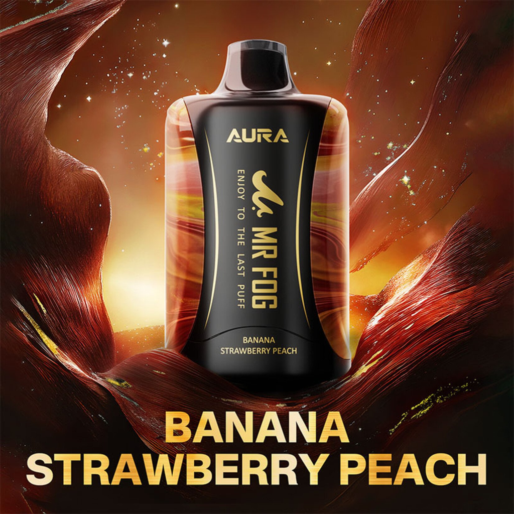 *FED* Disposable Vape Mr Fog AURA 60K Banana Strawberry Peach Box of 5