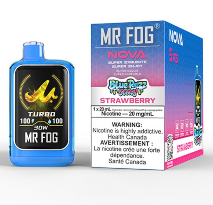 *FED* Disposable Vape Mr Fog NOVA Blue Razz Steezy Strawberry Box of 5