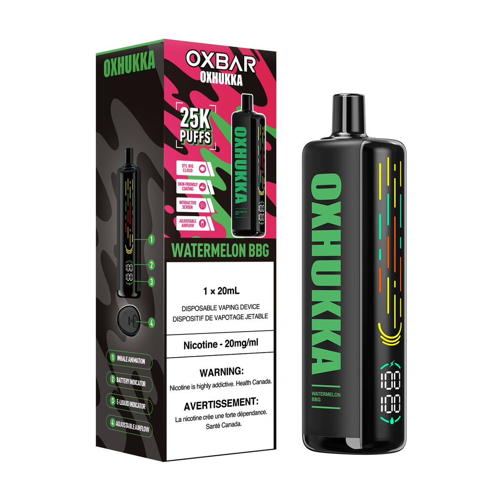 *FED* Disposable Vape Oxbar Oxhukka Watermelon BBG Box of 4
