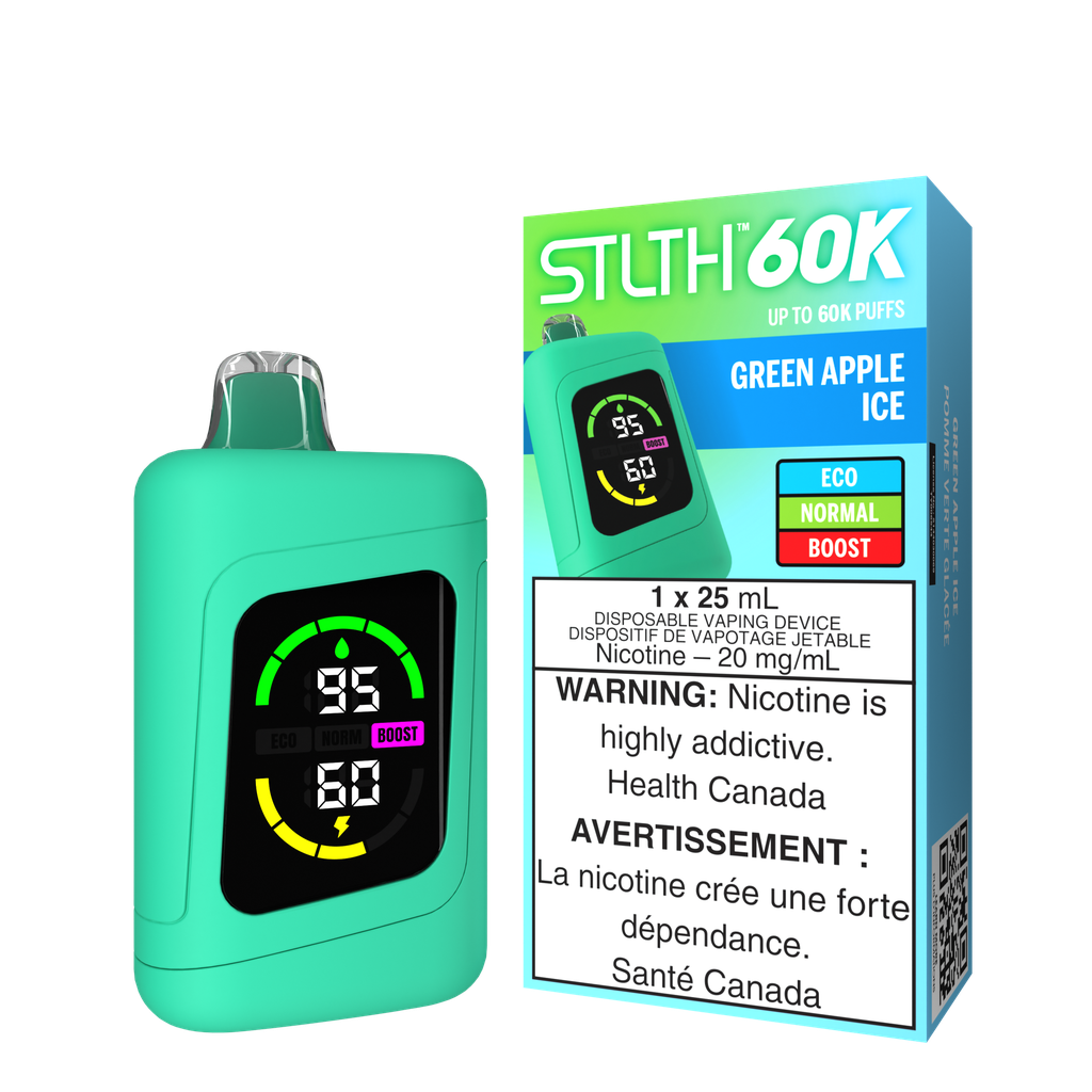 *FED* Disposable Vape STLTH 60K Green Apple Ice Box of 4