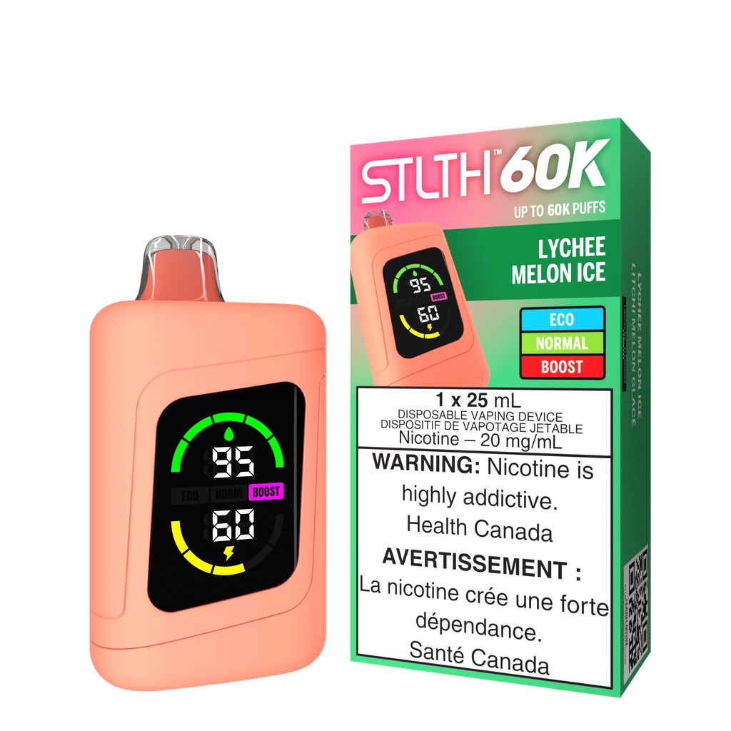 *FED* Disposable Vape STLTH 60K Lychee Melon Ice Box of 4